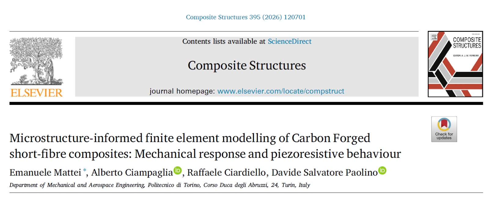 Microstructure-informed finite element modelling of Carbon Forged short-fibre composites: Mechanical response and piezoresistive behaviour